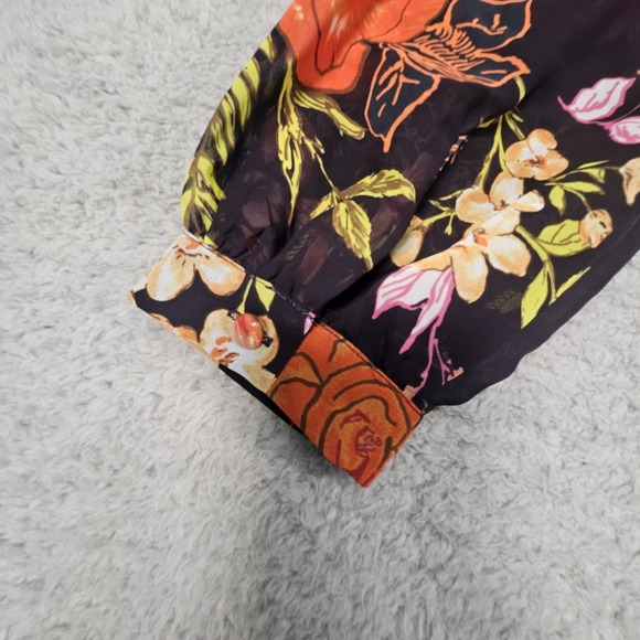 Lulus Maxi Dress Womens S Dark Floral Side Slit Babydoll Formal Elegant Timeless - Picture 10 of 15